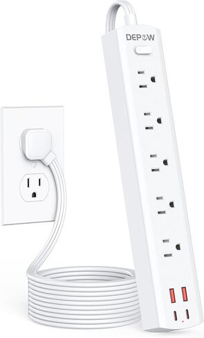 2 شريط الطاقة الشق ، 2 إلى 3 محول منفذ شتق مع 5 منافذ AC و 4 USB (2 USB C) ، سلك مضفر 5 أقدام ، 1700J حامية شقان ، قابلة للتركيب على الحائط ، مثالية للمنافذ القديمة غير السوداء in Kuwait