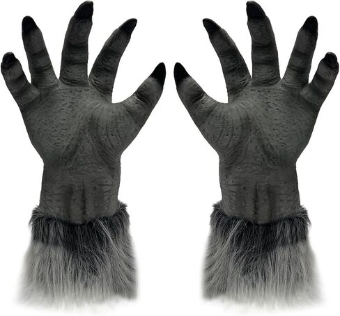 Horror Werewolf Claw Gloves Men Women Hairy Faux Fur Wolf Paw Vampire Death Monster Ghost Demon Devil Hands Gloves Halloween Fancy Dress Party Cosplay Costume Mitts Party Props Decorations in Saudi Arabia