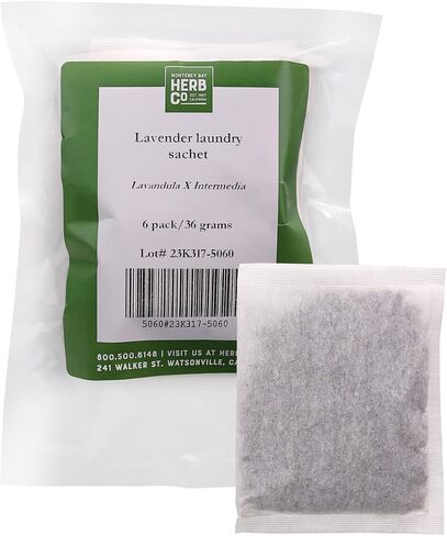 Lavender Laundry Sachets, by Herb Co, Lavandula x Intermedia, Natural, Reusable Dryer Fabric Softener and Closet Freshener, Kosher, Pack of 18 in Saudi Arabia