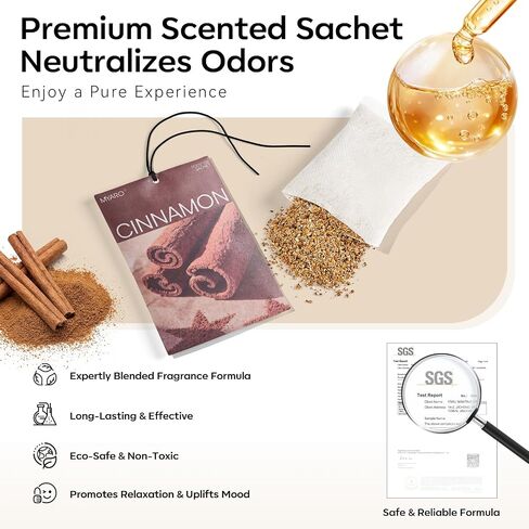 MYARO 20 Packs Cinnamon Scented Sachets, Warm Spicy Air Freshener Bags for Closet, Drawer, Kitchen & Car Odor Eliminator, Home Fragrance Potpourri Sachets in Saudi Arabia