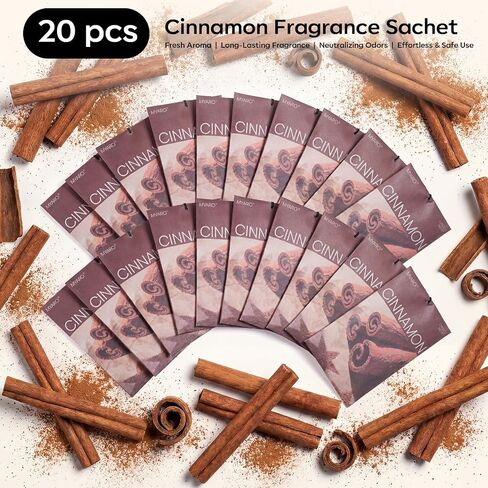 MYARO 20 Packs Cinnamon Scented Sachets, Warm Spicy Air Freshener Bags for Closet, Drawer, Kitchen & Car Odor Eliminator, Home Fragrance Potpourri Sachets in Saudi Arabia