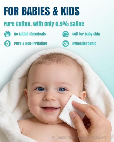Ourmed Saline Wipes 40 Count, Sterile Unscented Gentle Cotton Wipes for Baby & Kids, Eye Nose Face Care, Hypoallergenic for Sensitive Skin, Piercing Aftercare & Wound Cleansing in Saudi Arabia