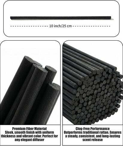 250 Pcs Reed Diffuser Sticks, 10 Inch Black Fibre Diffuser Reeds (3mm), Essential Oil Diffuser Refill Sticks for Home Office Spa & Fragrance in Saudi Arabia