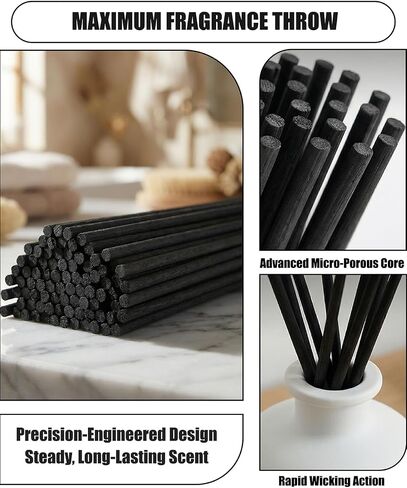 250 Pcs Reed Diffuser Sticks, 10 Inch Black Fibre Diffuser Reeds (3mm), Essential Oil Diffuser Refill Sticks for Home Office Spa & Fragrance in Saudi Arabia
