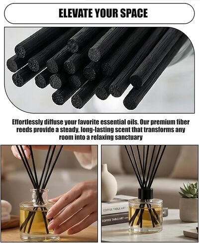 250 Pcs Reed Diffuser Sticks, 10 Inch Black Fibre Diffuser Reeds (3mm), Essential Oil Diffuser Refill Sticks for Home Office Spa & Fragrance in Saudi Arabia