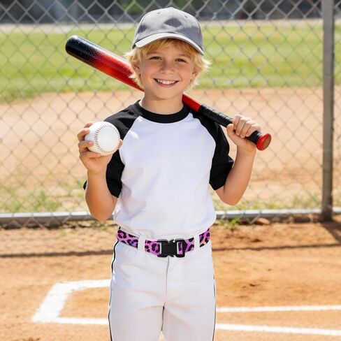 Neon Leopard Kids Elastic Belts for Boys Girls, Adjustable Stretch Belt with Metal Buckle for Baseball Golf in Saudi Arabia