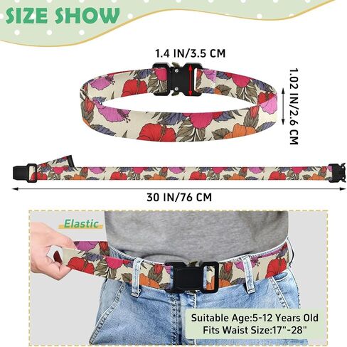 Tropical Flowers Kids Elastic Belts for Boys Girls, Adjustable Stretch Belt with Metal Buckle for Baseball Golf in Saudi Arabia