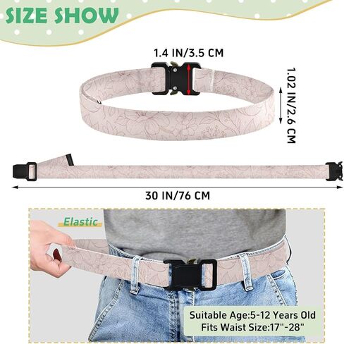 Abstract Floral Kids Elastic Belts for Boys Girls, Adjustable Stretch Belt with Metal Buckle for Baseball Golf in Saudi Arabia