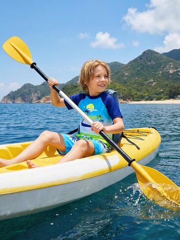 Cooraby 2 Piece Boys Swim Set Rash Guard UPF 50+ Quick-Dry Swimwear with Drawstring Pockets Beach Swimsuits 7-14 Years in Saudi Arabia