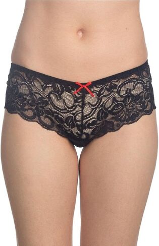 Dreamgirl Women's Scalloped Stretch Lace Low-rise Crotchless Boyshort in Kuwait