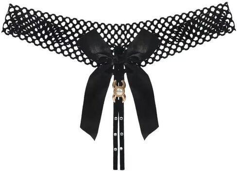 Sexy Lingerie for Adult Women, Bow Accent Lightweight Polyester Intimate Underwear, No Need to Remove Bedroom Daily Sleepwear for Ladies 1 Underwear (One Size Black) in Kuwait