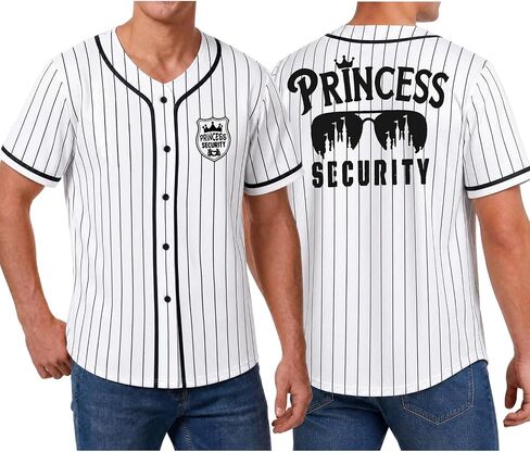 Men Princess Security Team Baseball Jersey Graphic Quick-Dry Dad Family Vacation Shirt with Left-Side Buttons in Saudi Arabia
