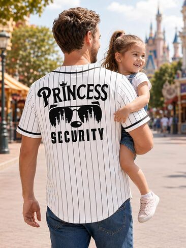 Men Princess Security Team Baseball Jersey Graphic Quick-Dry Dad Family Vacation Shirt with Left-Side Buttons in Kuwait