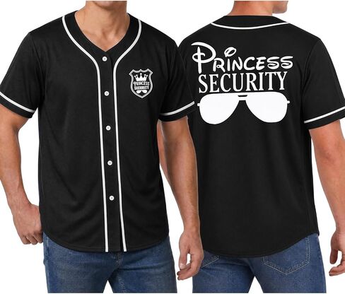 Men Princess Security Team Baseball Jersey Graphic Quick-Dry Dad Family Vacation Shirt with Left-Side Buttons in Kuwait