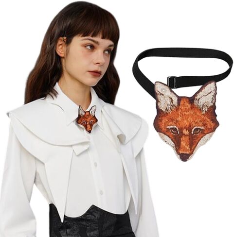 OULIGET Fox Embroidered Pre-tied Bow Ties,Animal Fabric Patches Applique Badge,Personalized Creative Necktie Decorative in Kuwait