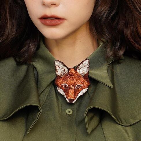OULIGET Fox Embroidered Pre-tied Bow Ties,Animal Fabric Patches Applique Badge,Personalized Creative Necktie Decorative in Kuwait