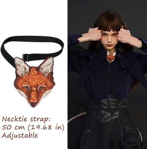 OULIGET Fox Embroidered Pre-tied Bow Ties,Animal Fabric Patches Applique Badge,Personalized Creative Necktie Decorative in Kuwait