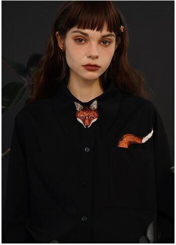 OULIGET Fox Embroidered Pre-tied Bow Ties,Animal Fabric Patches Applique Badge,Personalized Creative Necktie Decorative in Kuwait