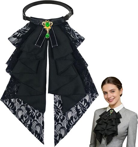Detachable Rhinestone Bow Tie for Men Women, Pre Tied Satin Lace Bowtie for Suit Party Prom, Black, 1 Piece in Saudi Arabia