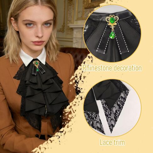 Detachable Rhinestone Bow Tie for Men Women, Pre Tied Satin Lace Bowtie for Suit Party Prom, Black, 1 Piece in Saudi Arabia