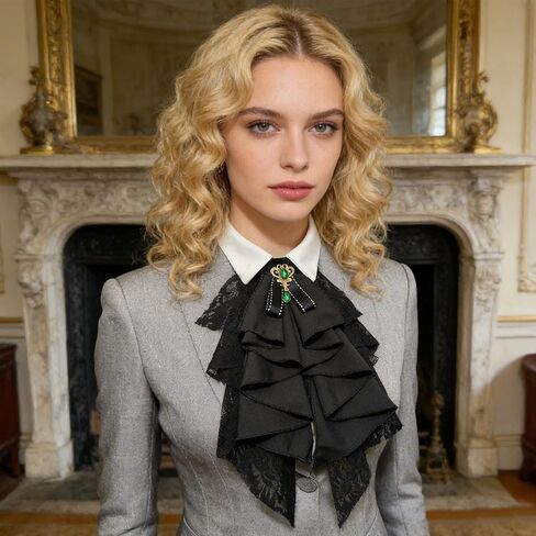 Detachable Rhinestone Bow Tie for Men Women, Pre Tied Satin Lace Bowtie for Suit Party Prom, Black, 1 Piece in Saudi Arabia