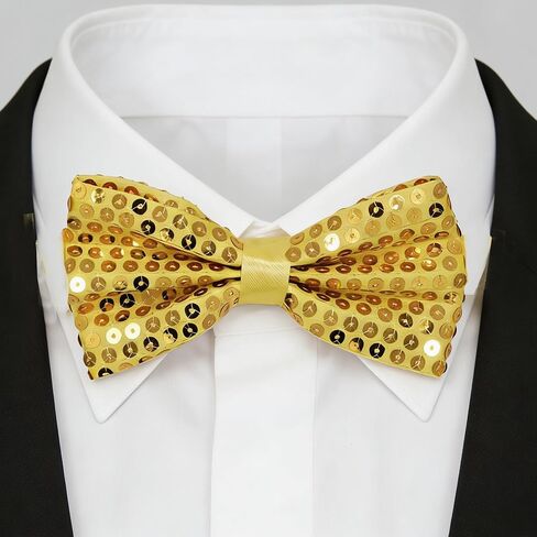 IZUS Men's Mardi-Gras-Bowtie Sparkling Novelty-Bow-Ties Gold-Purple-Green-Sequins Easy-Go Bowties for Carnival Masquerade in Kuwait