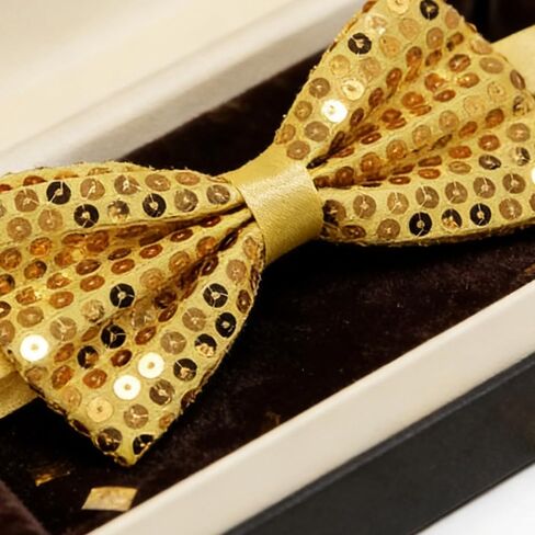 IZUS Men's Mardi-Gras-Bowtie Sparkling Novelty-Bow-Ties Gold-Purple-Green-Sequins Easy-Go Bowties for Carnival Masquerade in Kuwait