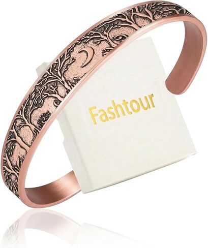 Pure Copper Bracelet – Copper Bracelet for Men & Women – 100% Solid, Raw & Uncoated Handmade Hammered Tibetan Cuff Bangle in Saudi Arabia