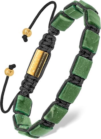 RTZN® Jade Bracelet for Men – Premium Artisan Handcrafted Authentic Dark Green Jade Bracelet – 8MM Beaded Stone Mens Jade Bracelets in Saudi Arabia