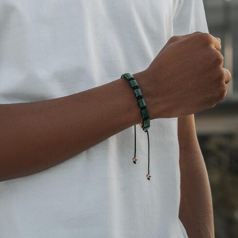 RTZN® Jade Bracelet for Men – Premium Artisan Handcrafted Authentic Dark Green Jade Bracelet – 8MM Beaded Stone Mens Jade Bracelets in Saudi Arabia