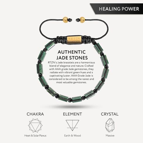 RTZN® Jade Bracelet for Men – Premium Artisan Handcrafted Authentic Dark Green Jade Bracelet – 8MM Beaded Stone Mens Jade Bracelets in Saudi Arabia