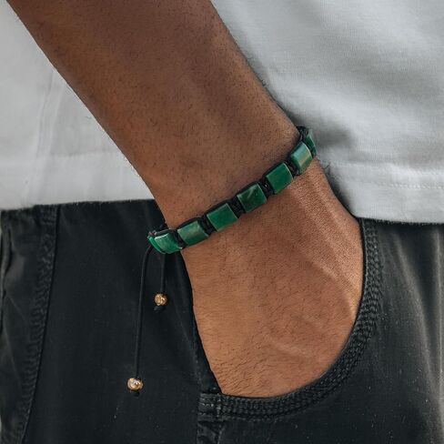RTZN® Jade Bracelet for Men – Premium Artisan Handcrafted Authentic Dark Green Jade Bracelet – 8MM Beaded Stone Mens Jade Bracelets in Saudi Arabia