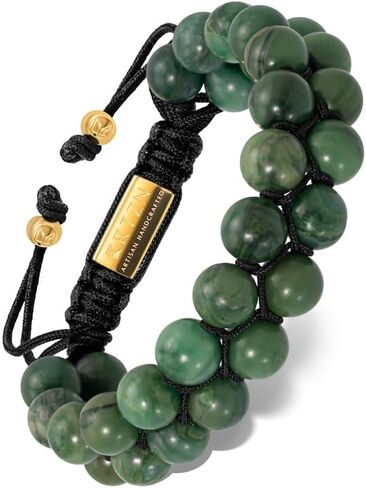 RTZN® Jade Bracelet for Men – Premium Artisan Handcrafted Authentic Dark Green Jade Bracelet – 8MM Beaded Stone Mens Jade Bracelets in Saudi Arabia