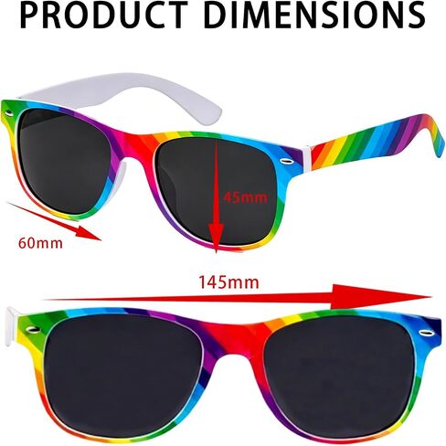Pride Rainbow Sunglasses for Women Men, Rectangle Pride Glasses Party Favors, Trendy Retro 80s Sunglasses UV Protection in Kuwait