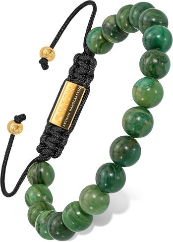 RTZN® Jade Bracelet for Men – Premium Artisan Handcrafted Authentic Dark Green Jade Bracelet – 8MM Beaded Stone Mens Jade Bracelets in Saudi Arabia