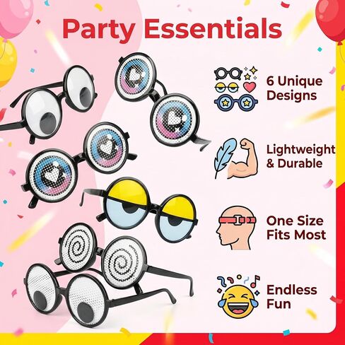 6 Pack Funny Googly Eye Novelty Glasses Crazy Prank Eyeglasses with Cartoon Eyes Party Sunglasses for Photo Booth Props for Halloween Birthday Cosplay Gag Gifts in Saudi Arabia