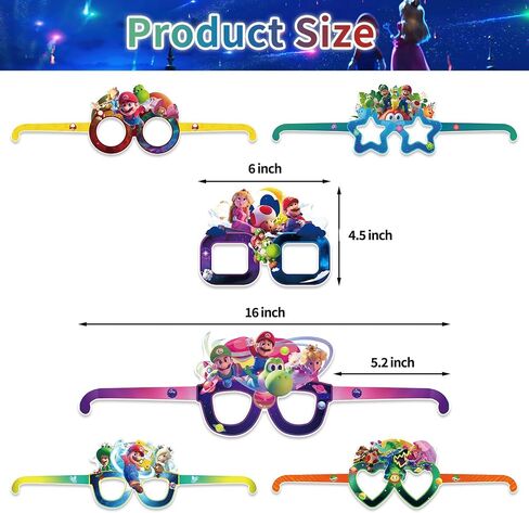 12Pcs Mario Galaxy Party Decorative Glasses Set, Cartoon Movie Cosplay Glasses, Perfect for Super Bros Birthday Parties Decorative, Return Gifts for Birthday Party in Saudi Arabia