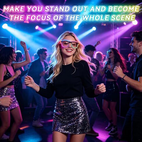 VZZNN 4 Pack Light Up Glasses, LED Glasses for Kids & Adults | 4 Light Modes, 6 Colors, Neon Glasses for Glow Party, Birthday, EDM, Halloween in Kuwait