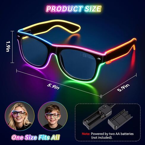 VZZNN 4 Pack Light Up Glasses, LED Glasses for Kids & Adults | 4 Light Modes, 6 Colors, Neon Glasses for Glow Party, Birthday, EDM, Halloween in Kuwait