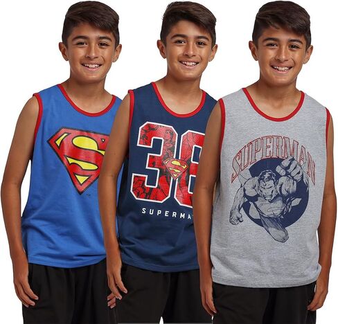 Superman 38 Logo Boy's 3-Pack Tank Top Set in Kuwait