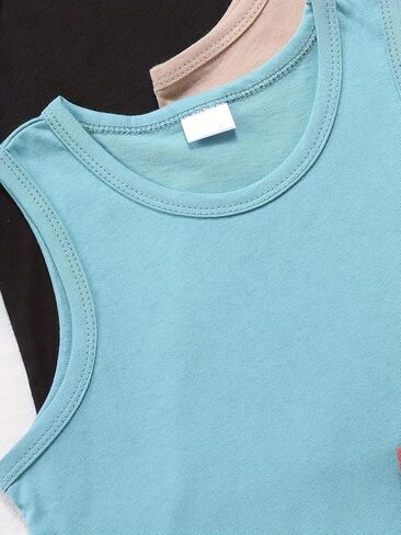 Boys Sleeveless Tank Tops 3 Pack Cotton Athletic Undershirts Casual Vests for Play & Sports in Kuwait