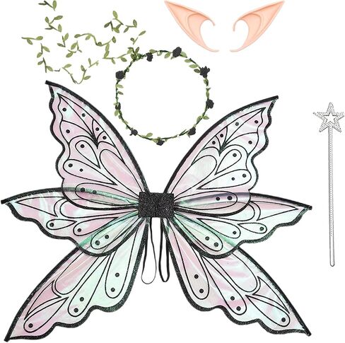 vitegaw Large Fairy Wings for Adults, Sparkling Sheer Butterfly Wings, Fairy Cosutme for Halloween Cosplay, Birthday Party in Kuwait
