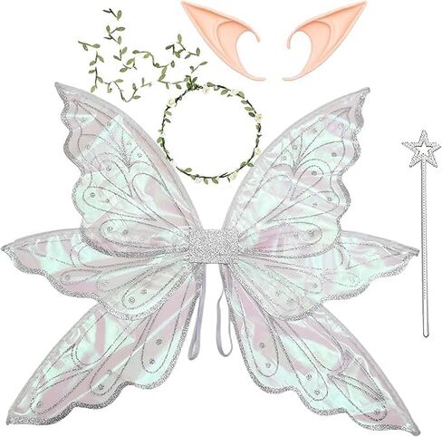 vitegaw Large Fairy Wings for Adults, Sparkling Sheer Butterfly Wings, Fairy Cosutme for Halloween Cosplay, Birthday Party in Kuwait