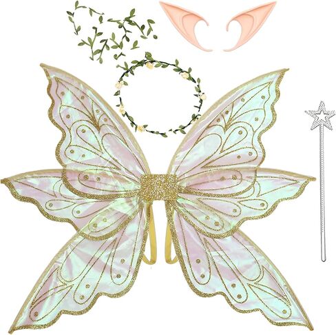 vitegaw Large Fairy Wings for Adults, Sparkling Sheer Butterfly Wings, Fairy Cosutme for Halloween Cosplay, Birthday Party in Kuwait