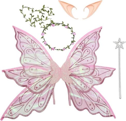 vitegaw Large Fairy Wings for Adults, Sparkling Sheer Butterfly Wings, Fairy Cosutme for Halloween Cosplay, Birthday Party in Kuwait