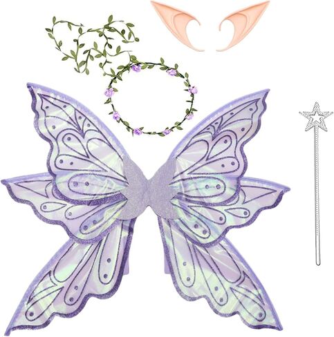 vitegaw Large Fairy Wings for Adults, Sparkling Sheer Butterfly Wings, Fairy Cosutme for Halloween Cosplay, Birthday Party in Kuwait