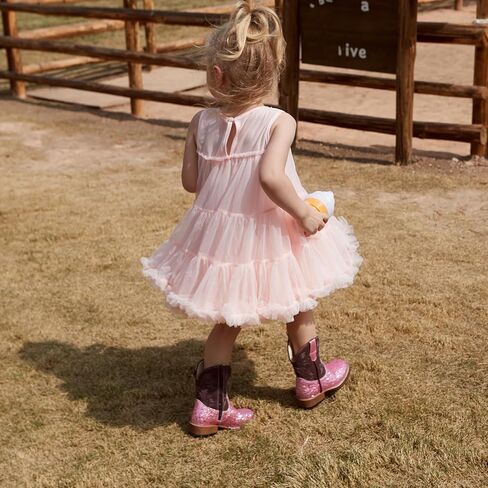 Girls Cowgirl Boots Glitter Toddler Boys Cowboy Boots for Kids Western Square Toe Riding Mid Calf Boot in Kuwait