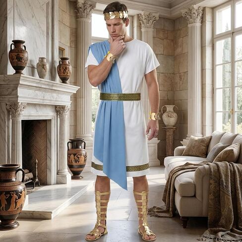 Adult Toga Costume Set, Universal Roman Costume Outfit, Greek God Costumes for Men Women Halloween Cosplay Party Accessories in Kuwait
