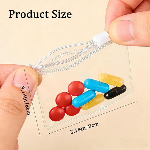 20Pcs Jewelry Storage Roll with Reusable Zipper Bags, Portable Pill Organizer for Accessories Travel Essentials in Kuwait