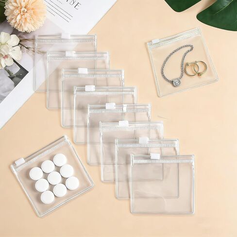 20Pcs Jewelry Storage Roll with Reusable Zipper Bags, Portable Pill Organizer for Accessories Travel Essentials in Kuwait